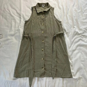 Rhythm | Women's Sage Green Linen Blend Button Up Sleeveless Dress NWT | Size XS